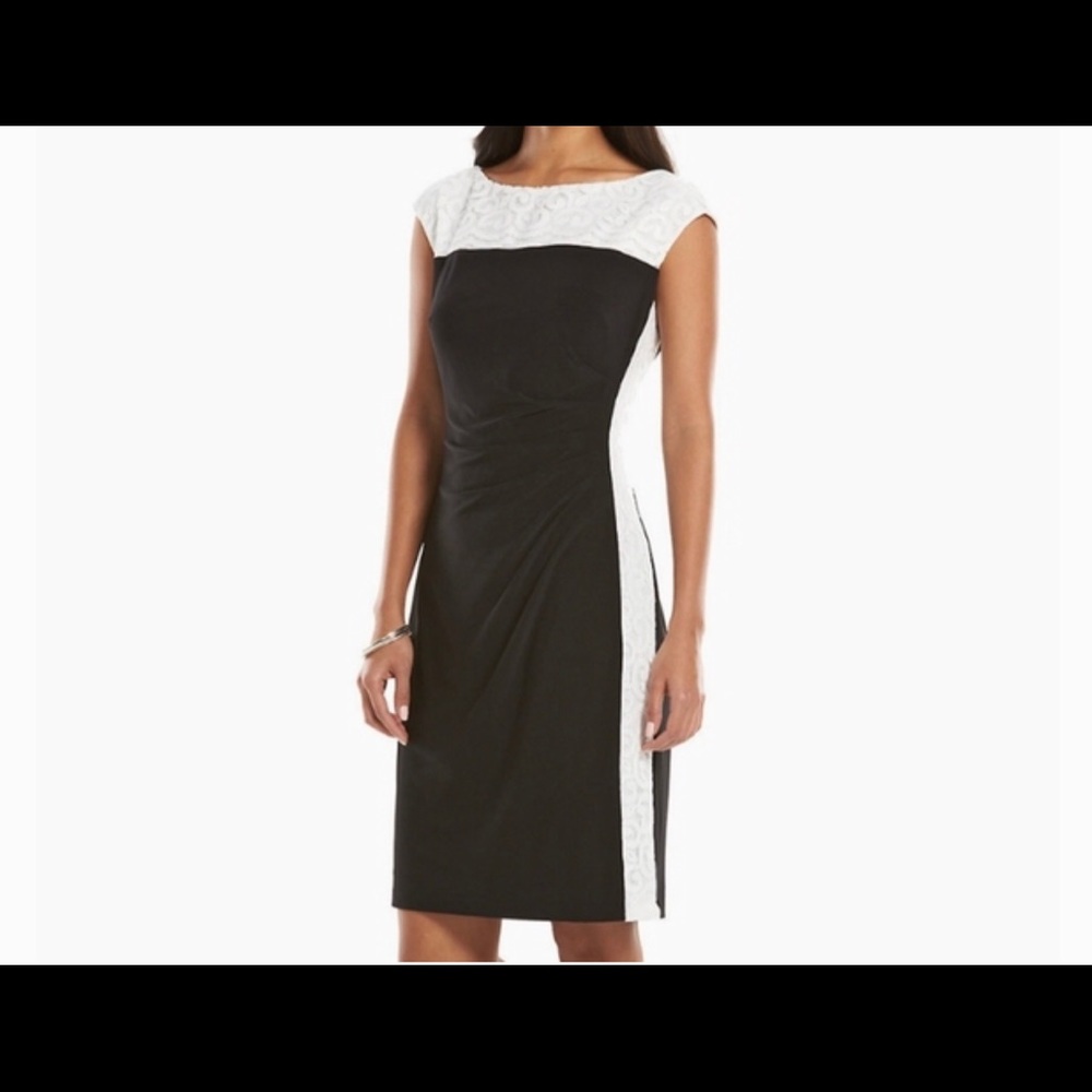 Chaps Black and White Dress Ladies stretch size Ladies Medium  New with tags